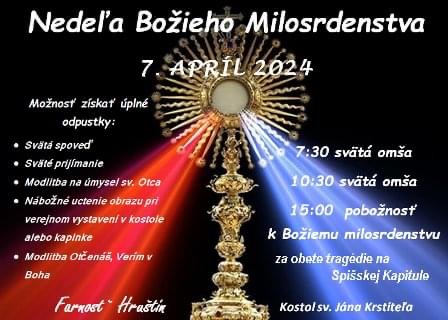 Read more about the article 7.4.2024 Nedeľa Božieho Milosrdenstva